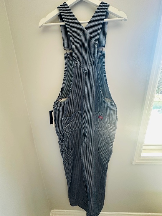 Blue White Pinstripe Dickies Hickory Relaxed Fit Overalls~Small - Picture 3 of 6